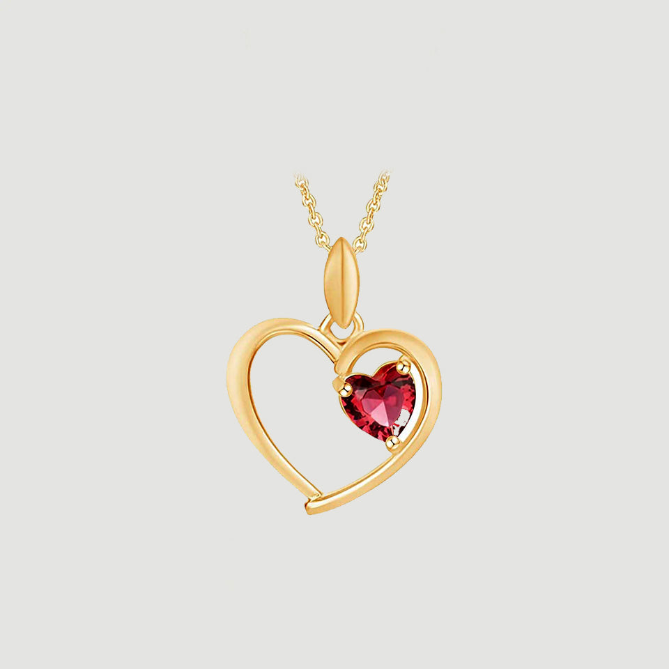 Ruby Gemstone Birthstone Heart Pendant Necklace