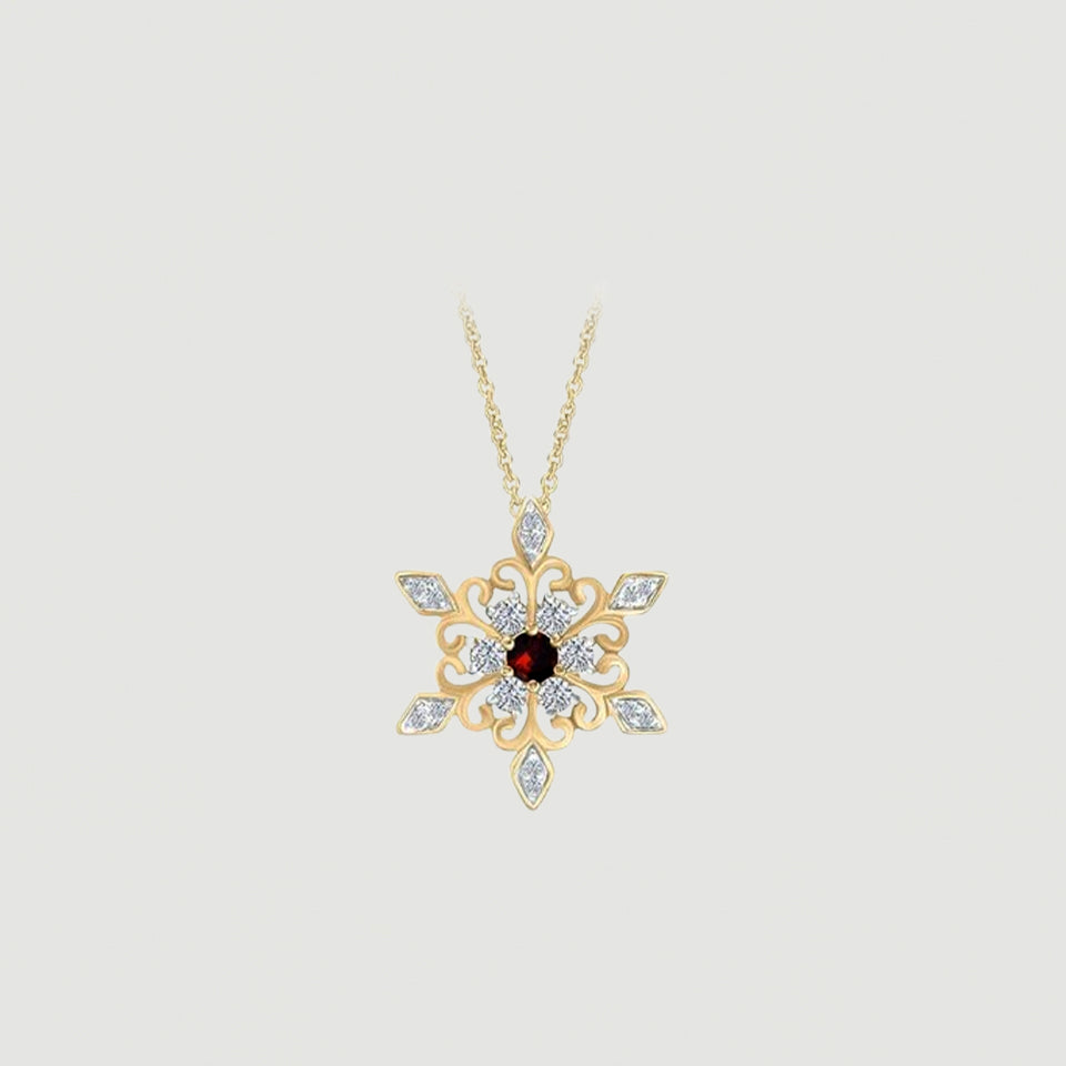 Birthday Snowflake Pendant Necklace