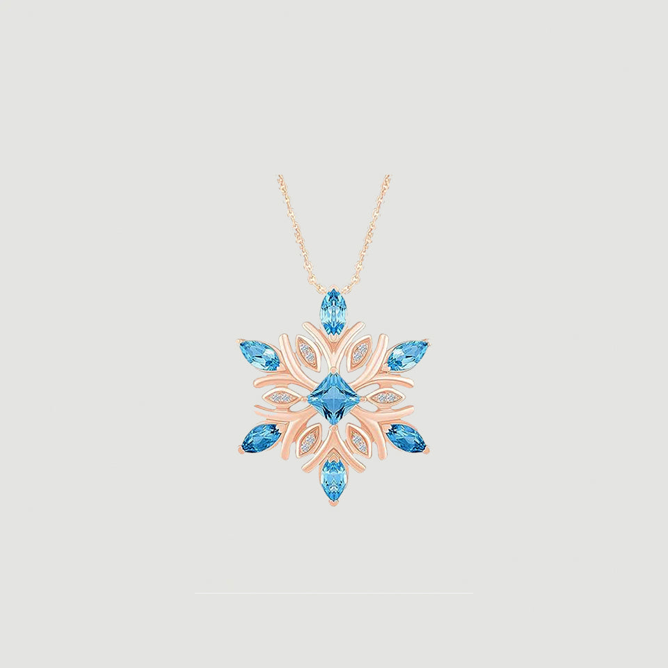 Aquamarine Snowflake Pendant Necklace