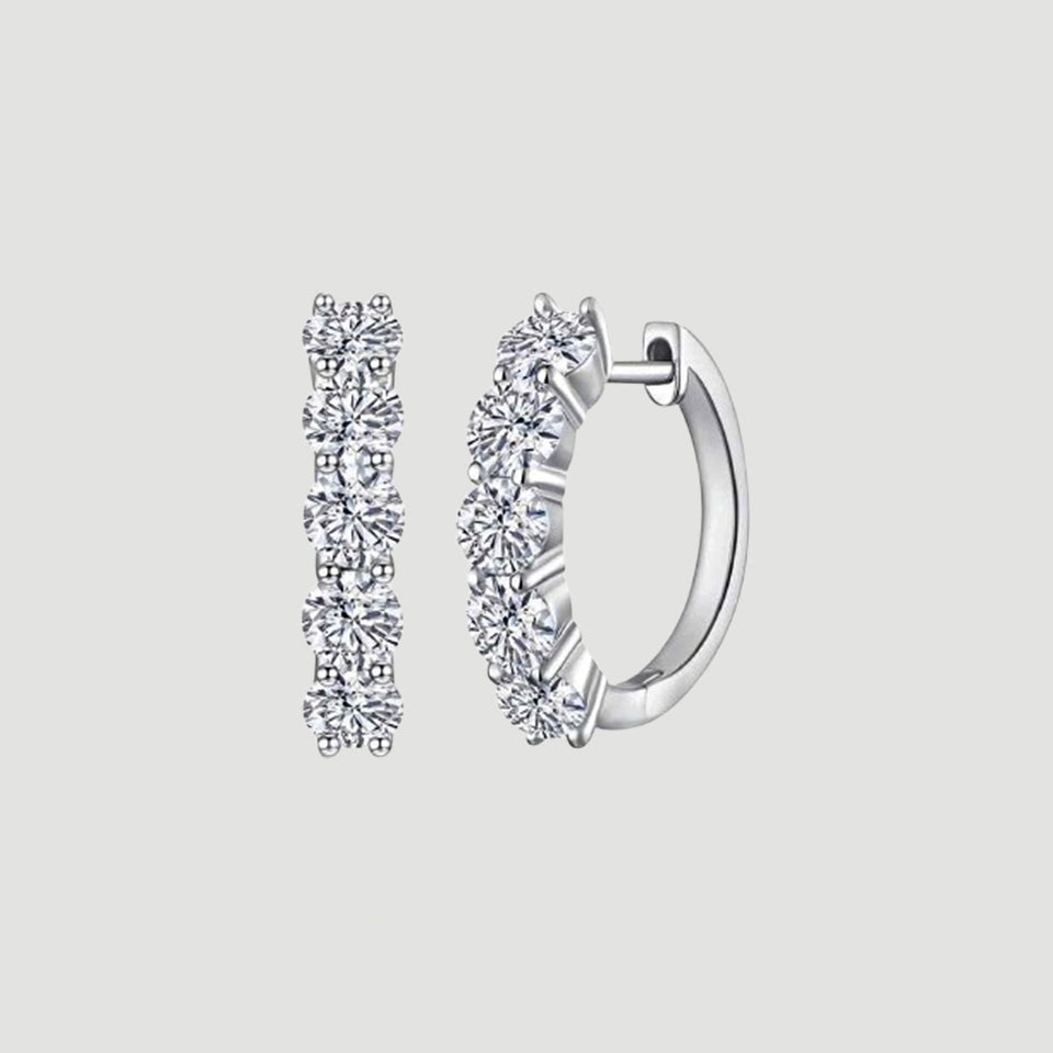 Moissanite  Diamond Huggie Hoop Earrings